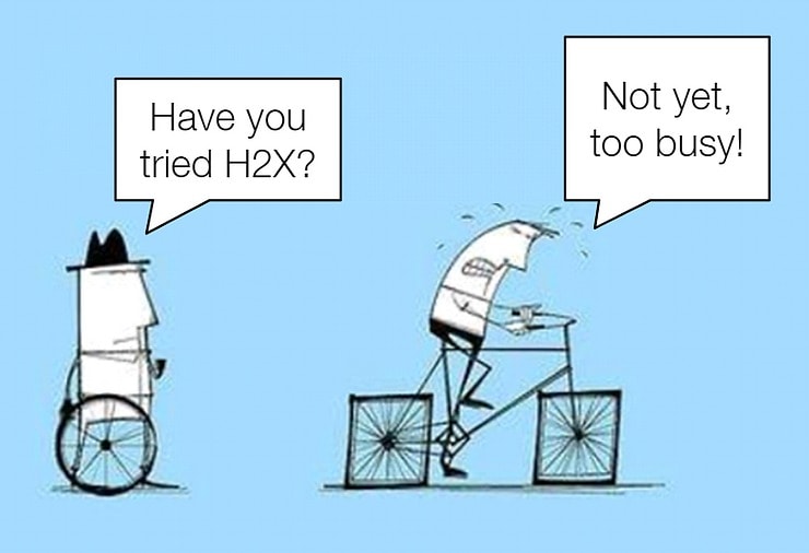 have you tried h2x engineering meme with not yet busy tagline
