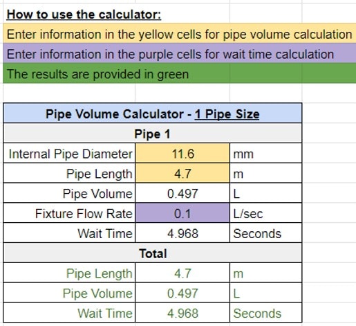 how to use pipe volume calculator 1 pipe size internal