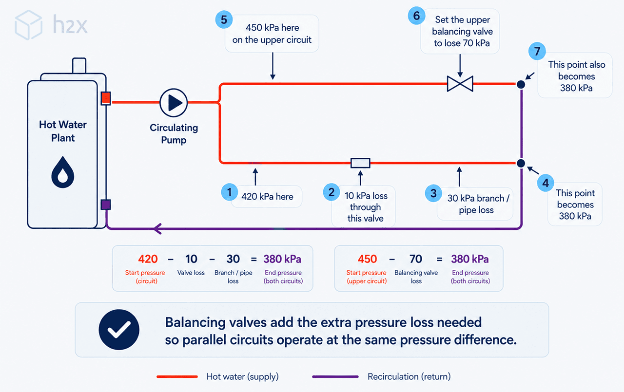 Balancing Parallel Circulation Circuits Balancing valves adding resistance to parallel circulation circuits
