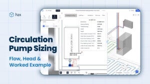 Circulation pump sizing for a heating system with h2x calculation results