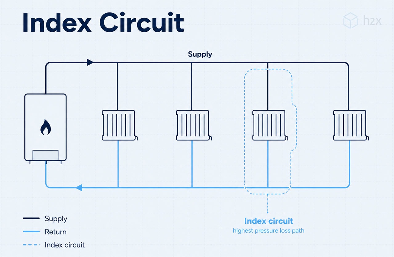 Heating System Index Circuit Index circuit highlighted in a hydronic heating system