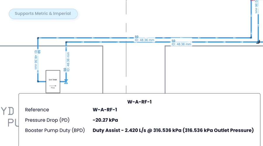 MEP design change in h2x with pipework and engineering calculations updating automatically